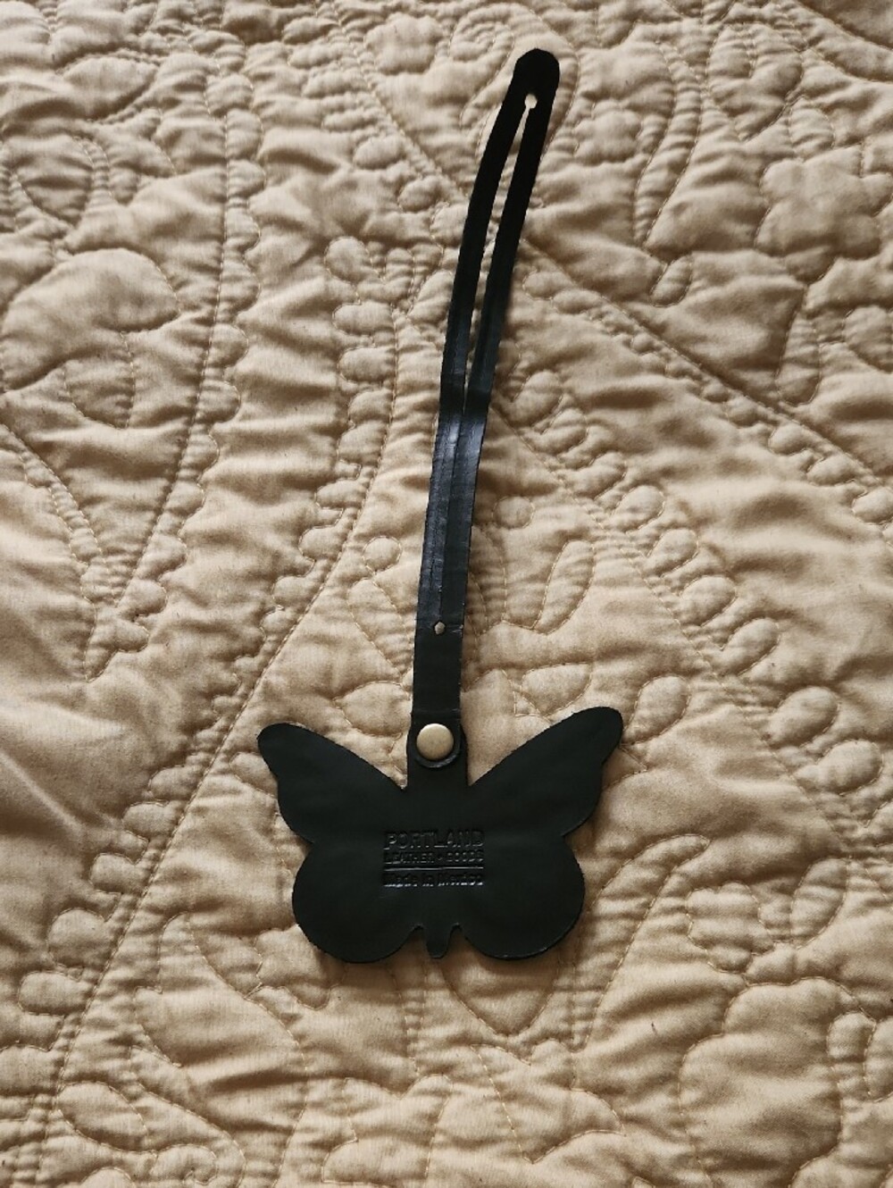 Butterfly Leather Strap Bag Charm in Black, Orange, Brown - Picture 3 of 5